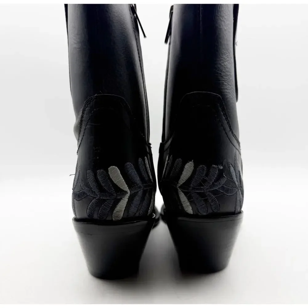 Diba True Women's Cains Ville Western Bootie Size 7M Black Charcoal Leather NWOB